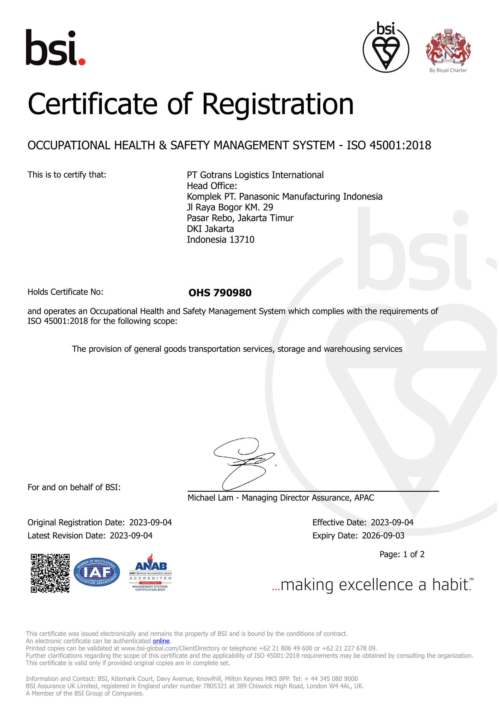 ISO 45001 Certificate